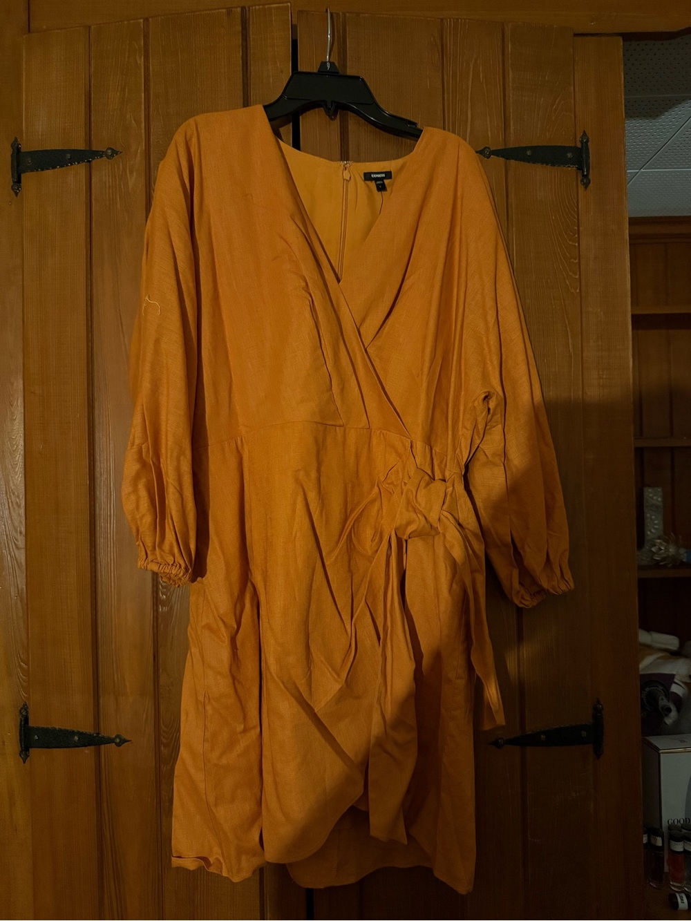 Express Rust-Orange Wrap Mini Dress